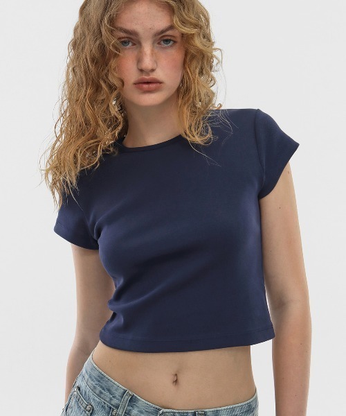 BLACKUP（ブラックアップ）の「[B-BASIC] クールスタンダードラウンドクロップ半袖Tシャツ（Tシャツ/カットソー・レディース・ブラック/ネイビー/レッド/ホワイト・MEDIUM/SMALL）」の19枚目の写真