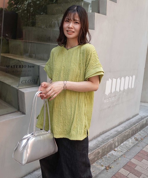 CORNERS（コーナーズ）の「フリフリフレンチTシャツ（Tシャツ/カットソー・レディース・ブラック/ライトブルー/オフホワイト/ライム・FREE）」の3枚目の写真