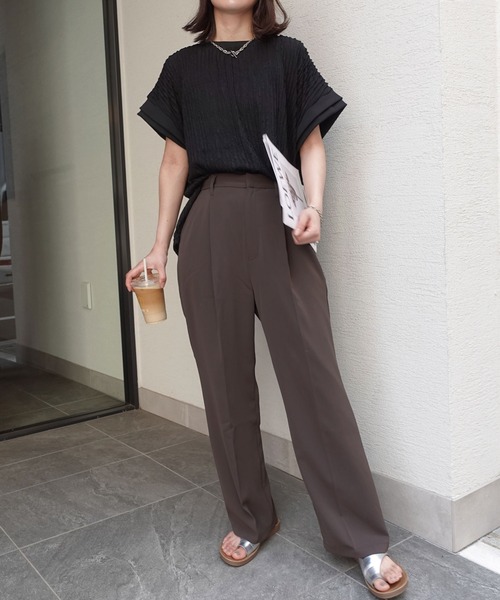 CORNERS（コーナーズ）の「フリフリフレンチTシャツ（Tシャツ/カットソー・レディース・ブラック/ライトブルー/オフホワイト/ライム・FREE）」の5枚目の写真