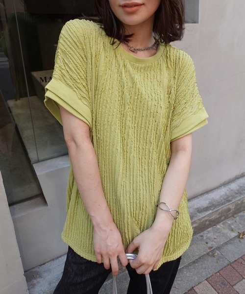 CORNERS（コーナーズ）の「フリフリフレンチTシャツ（Tシャツ/カットソー・レディース・ブラック/ライトブルー/オフホワイト/ライム・FREE）」の12枚目の写真