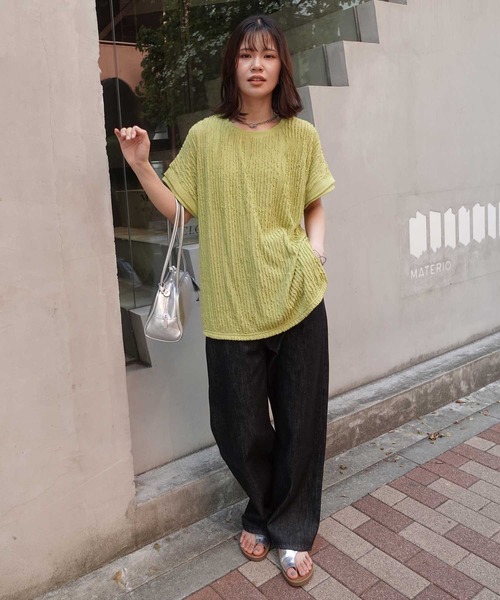 CORNERS（コーナーズ）の「フリフリフレンチTシャツ（Tシャツ/カットソー・レディース・ブラック/ライトブルー/オフホワイト/ライム・FREE）」の13枚目の写真