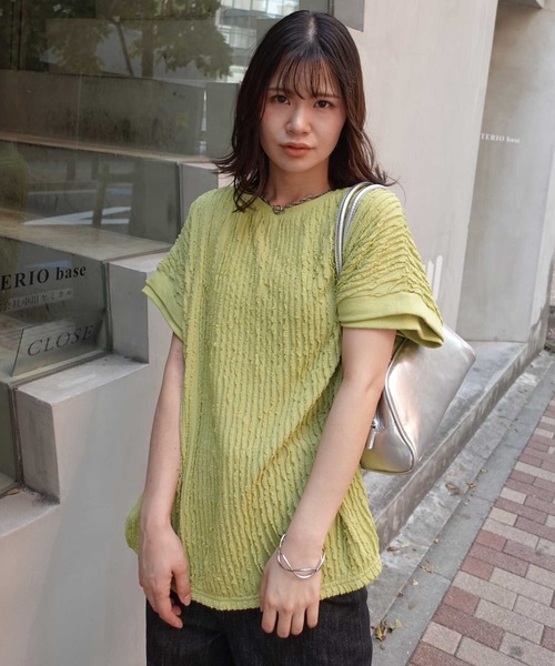 CORNERS（コーナーズ）の「フリフリフレンチTシャツ（Tシャツ/カットソー・レディース・ブラック/ライトブルー/オフホワイト/ライム・FREE）」の15枚目の写真