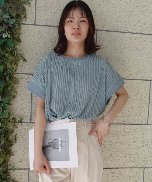 CORNERS（コーナーズ）の「フリフリフレンチTシャツ（Tシャツ/カットソー・レディース・ブラック/ライトブルー/オフホワイト/ライム・FREE）」の16枚目の写真