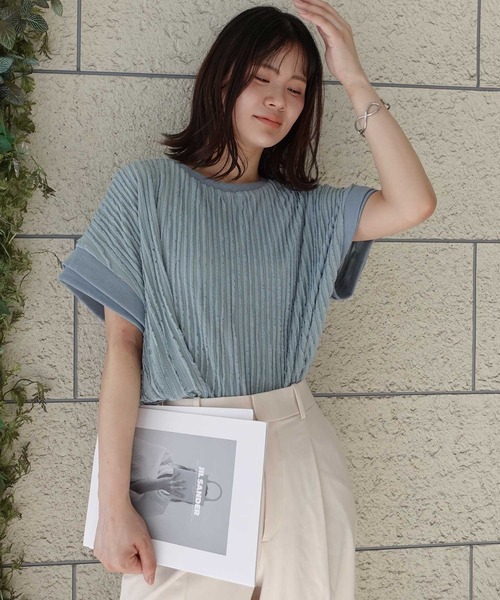 CORNERS（コーナーズ）の「フリフリフレンチTシャツ（Tシャツ/カットソー・レディース・ブラック/ライトブルー/オフホワイト/ライム・FREE）」の17枚目の写真