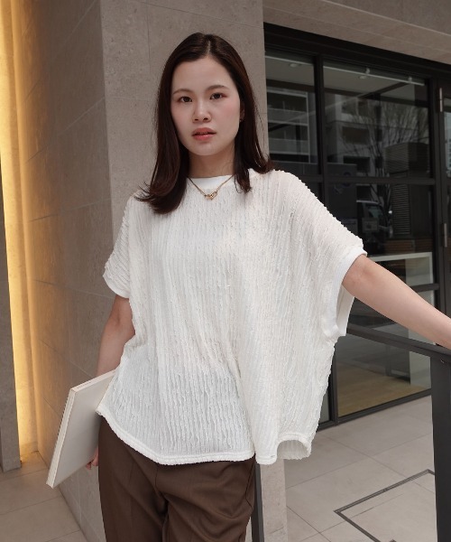 CORNERS（コーナーズ）の「フリフリフレンチTシャツ（Tシャツ/カットソー・レディース・ブラック/ライトブルー/オフホワイト/ライム/ブラウン/ベージュ・FREE）」の20枚目の写真