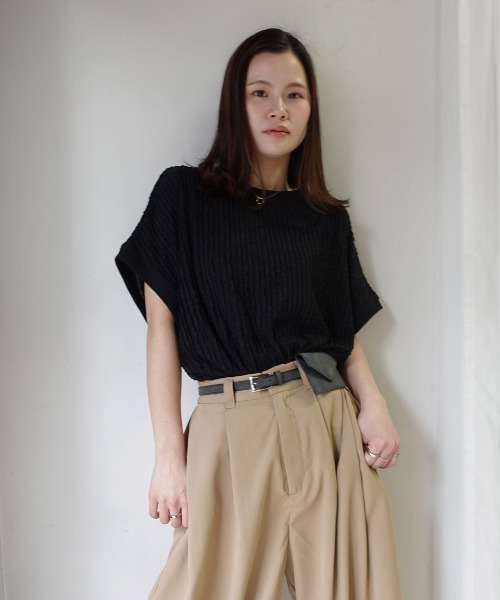 CORNERS（コーナーズ）の「フリフリフレンチTシャツ（Tシャツ/カットソー・レディース・ブラック/ライトブルー/オフホワイト/ライム/ブラウン/ベージュ・FREE）」の17枚目の写真