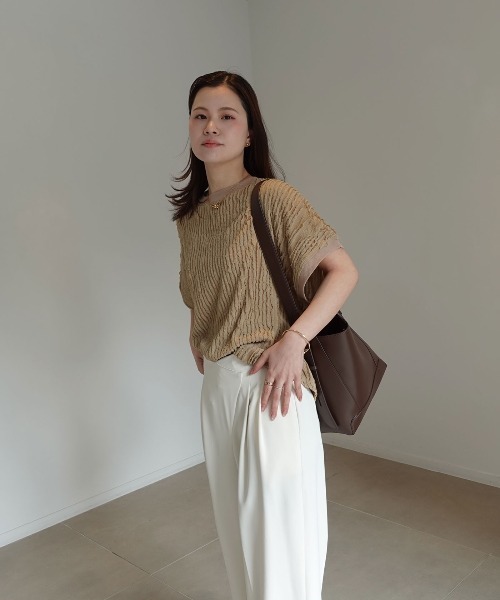 CORNERS（コーナーズ）の「フリフリフレンチTシャツ（Tシャツ/カットソー・レディース・ブラック/ライトブルー/オフホワイト/ライム/ブラウン/ベージュ・FREE）」の11枚目の写真