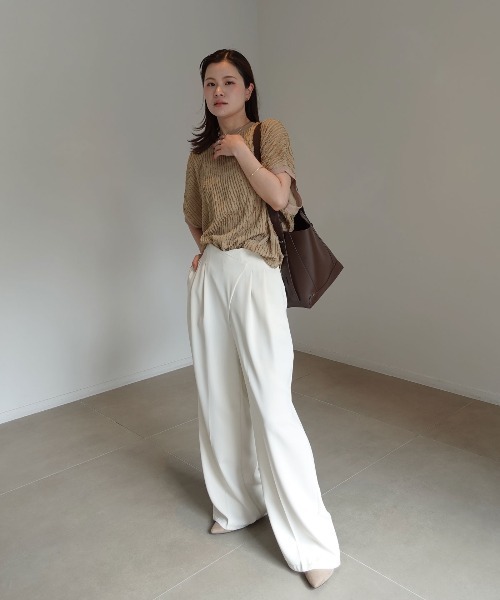 CORNERS（コーナーズ）の「フリフリフレンチTシャツ（Tシャツ/カットソー・レディース・ブラック/ライトブルー/オフホワイト/ライム/ブラウン/ベージュ・FREE）」の10枚目の写真