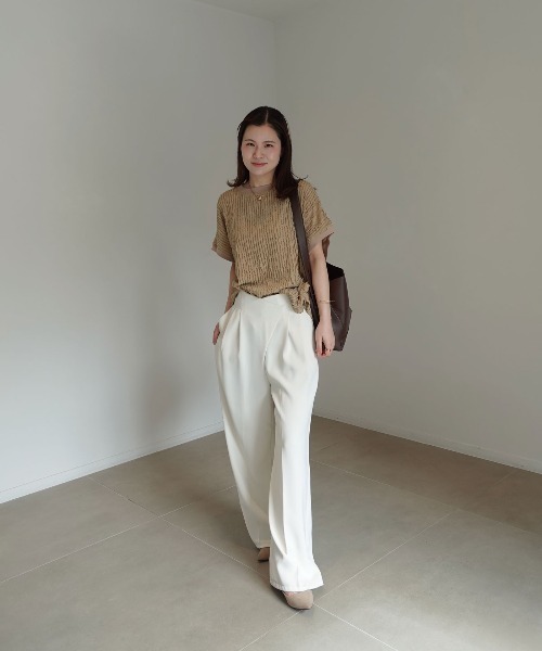 CORNERS（コーナーズ）の「フリフリフレンチTシャツ（Tシャツ/カットソー・レディース・ブラック/ライトブルー/オフホワイト/ライム/ブラウン/ベージュ・FREE）」の9枚目の写真