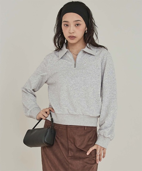 miette（ミエット）の「襟付き裏毛プルオーバー（Tシャツ/カットソー・レディース・ブラック/ライトグレー/ネイビー・S/M）」の3枚目の写真