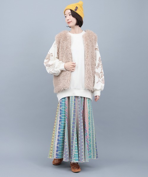 チチカカ（チチカカ）の「プードルファーベスト（ベスト・レディース・ベージュ/グレー/ブルー・FREE）」の6枚目の写真