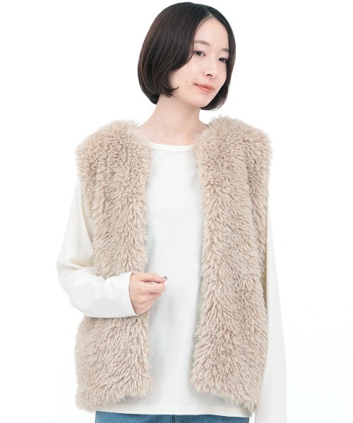 チチカカ（チチカカ）の「プードルファーベスト（ベスト・レディース・ベージュ/グレー/ブルー・FREE）」の10枚目の写真