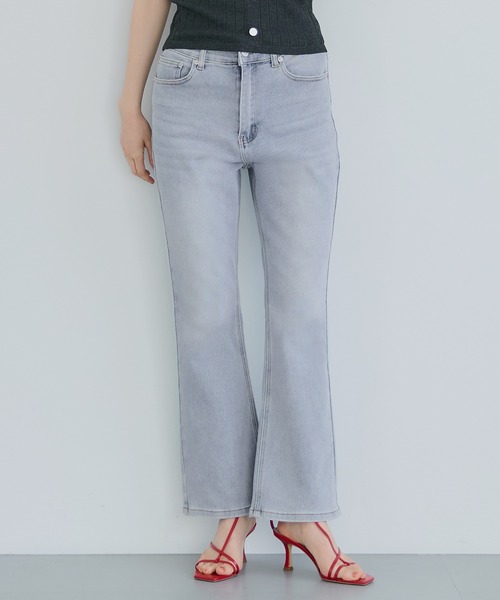 別注脚のみ・kokoa_reon セミフレア9分丈デニムパンツ（デニムパンツ）｜coca（coca）（コカ