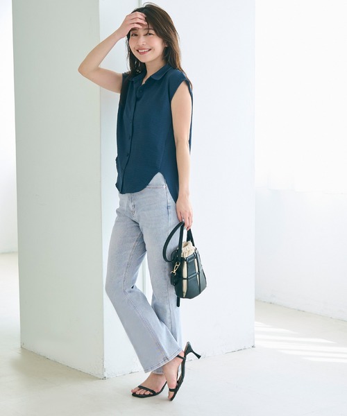 coca(coca)(コカ)の「セミフレア9分丈デニムパンツ(デニムパンツ・レディース・ライトブルー/ブラック・S/L/M)」の20枚目の写真