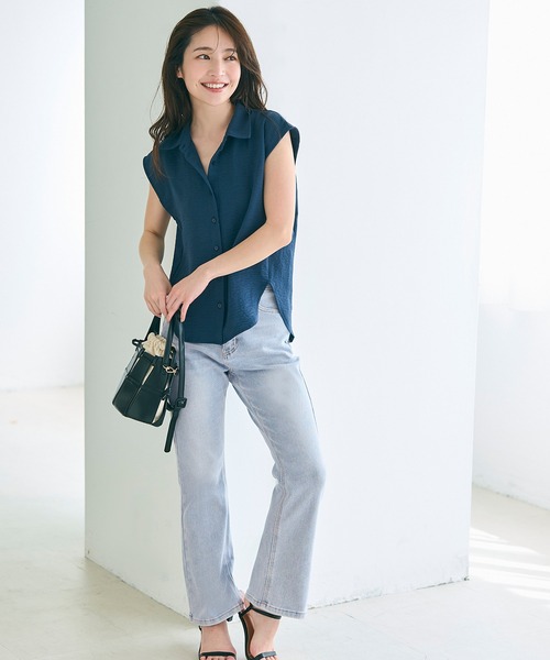 coca(coca)(コカ)の「セミフレア9分丈デニムパンツ(デニムパンツ・レディース・ライトブルー/ブラック・S/L/M)」の22枚目の写真