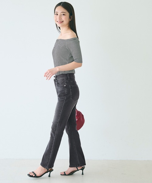 セミフレア9分丈デニムパンツ（デニムパンツ）｜coca（coca）（コカ