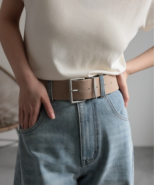 ap retro（アプレトロ）の「【選べるデザイン】スウェードライク太ベルト（ベルト・レディース・ブラウン系その他/ベージュ系その他・FREE）」の2枚目の写真