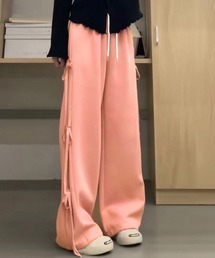スウェットパンツサイドリボンワイドパンツ