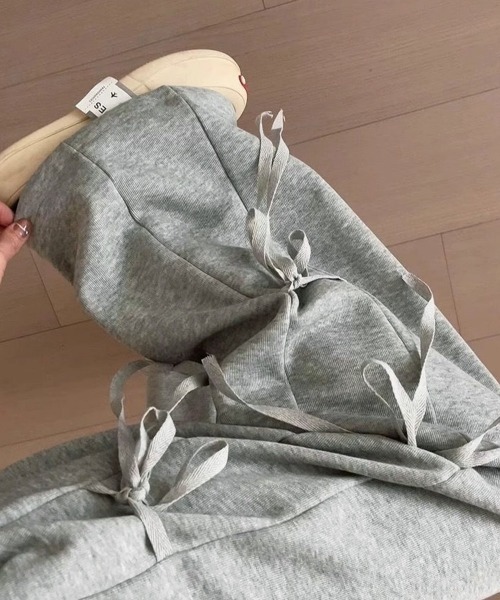 Miniministore(ミニミニストア)の「スウェットパンツサイドリボンワイドパンツ(スウェットパンツ・レディース・サーモンピンク/グレー・L/M)」の8枚目の写真