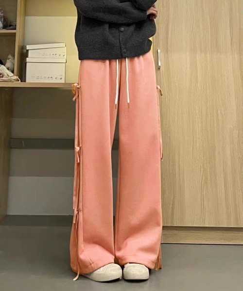 Miniministore(ミニミニストア)の「スウェットパンツサイドリボンワイドパンツ(スウェットパンツ・レディース・サーモンピンク/グレー・L/M)」の11枚目の写真