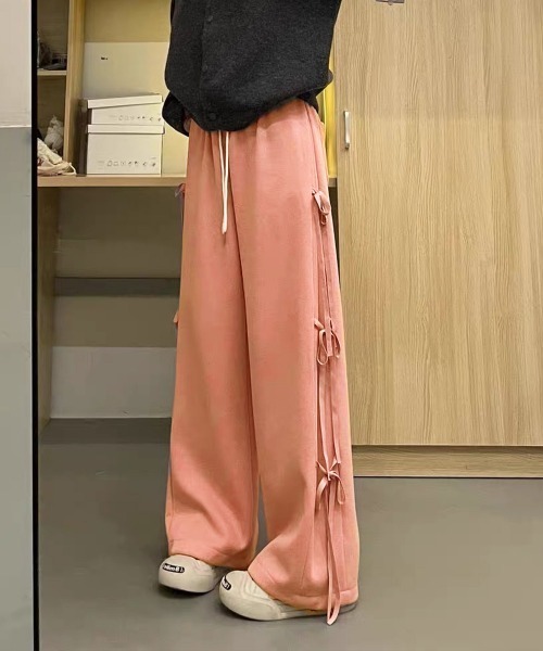 Miniministore(ミニミニストア)の「スウェットパンツサイドリボンワイドパンツ(スウェットパンツ・レディース・サーモンピンク/グレー・L/M)」の12枚目の写真