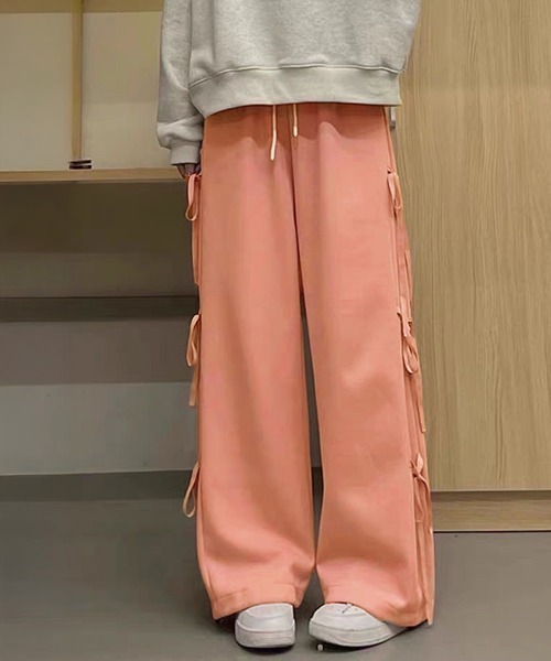 Miniministore(ミニミニストア)の「スウェットパンツサイドリボンワイドパンツ(スウェットパンツ・レディース・サーモンピンク/グレー・L/M)」の13枚目の写真