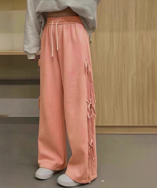 Miniministore(ミニミニストア)の「スウェットパンツサイドリボンワイドパンツ(スウェットパンツ・レディース・サーモンピンク/グレー・L/M)」の14枚目の写真