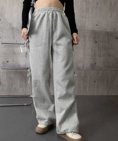 Miniministore(ミニミニストア)の「スウェットパンツサイドリボンワイドパンツ(スウェットパンツ・レディース・サーモンピンク/グレー・L/M)」の15枚目の写真