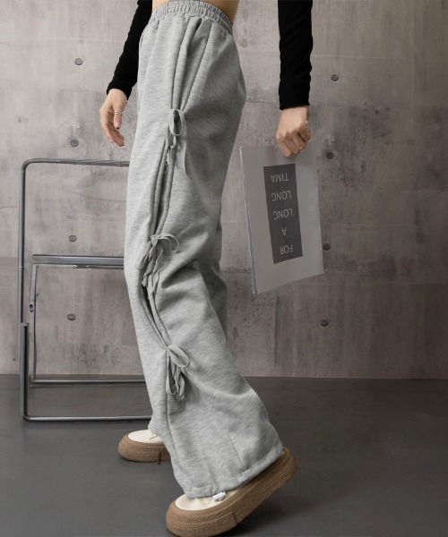 Miniministore(ミニミニストア)の「スウェットパンツサイドリボンワイドパンツ(スウェットパンツ・レディース・サーモンピンク/グレー・L/M)」の16枚目の写真