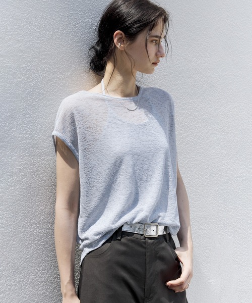 ブラウス シャツ 「tageechita」アシンメトリーネック シアー ノースリーブブラウス レディース セール】【tageechita】アシンメトリーネック シアー