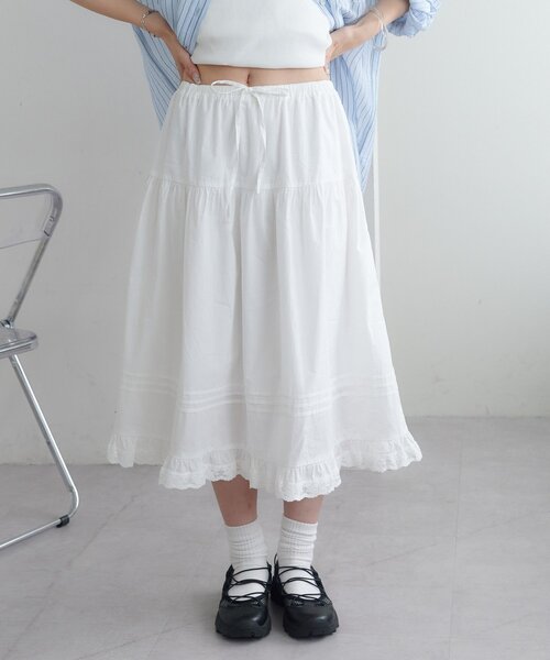 セール】《2サイズ展開!》【umm.】ピンタックレースフレア