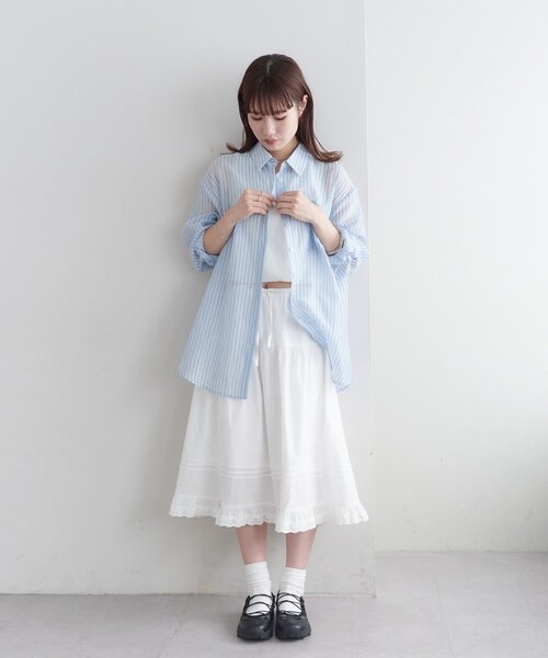 2サイズ展開!》【umm.】ピンタックレースフレアスカート（スカート