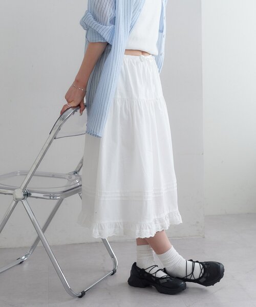 セール】《2サイズ展開!》【umm.】ピンタックレースフレア