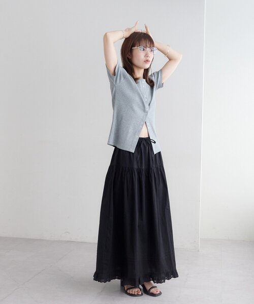 DISCOAT 【umm.】ピンタックレースフレアスカート Discoat スカート 「2サイズ展開!」「umm.」ピンタックレース
