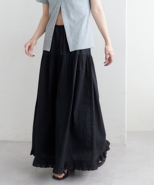 2サイズ展開!》【umm.】ピンタックレースフレアスカート（スカート