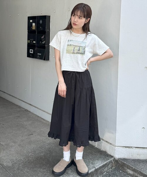 DISCOAT 【umm.】ピンタックレースフレアスカート Discoat スカート 「2サイズ展開!」「umm.」ピンタックレース