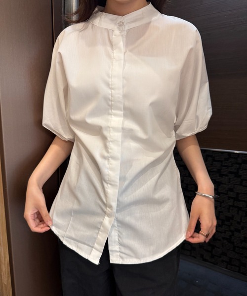 セール】【ZOZO限定】ボリュームスリーブ 半袖 ノーカラー