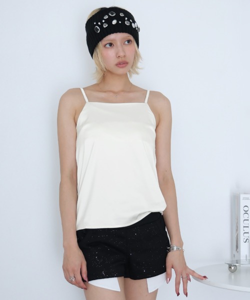 セール】ボートネックサテンキャミソール（キャミソール