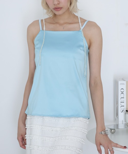 Girly Doll(ガーリードール)の「ボートネックサテンキャミソール(キャミソール・レディース・ブルー/ホワイト/ベージュ・S/M/L/XL)」の19枚目の写真