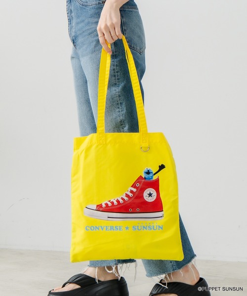 CONVERSE（コンバース）の「【CONVERSE/コンバース】SUNSUN FLAT TOTE BAG　パペットスンスン コラボバッグ（トートバッグ・レディース・ブラック/ピンク/イエロー/ブルー/アイボリー・FREE）」の19枚目の写真