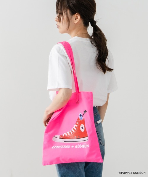CONVERSE（コンバース）の「【CONVERSE/コンバース】SUNSUN FLAT TOTE BAG　パペットスンスン コラボバッグ（トートバッグ・レディース・ブラック/ピンク/イエロー/ブルー/アイボリー・FREE）」の21枚目の写真