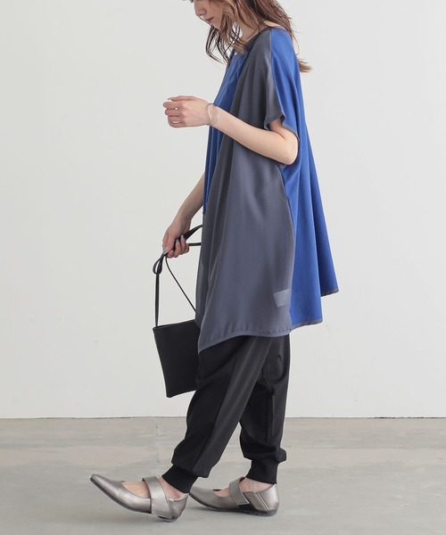 n'OrLABEL(ノアールレーベル)の「異素材ドレープカットソーチュニック(Tシャツ/カットソー・レディース・ブルー/ブラック/ライトグレー・FREE)」の12枚目の写真