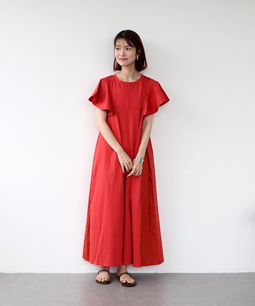 Jines（ジネス）の「コットンシルケット天竺サイド切替ワンピース（ワンピース・レディース・レッド/チャコールグレー/ブラック・38）」の11枚目の写真