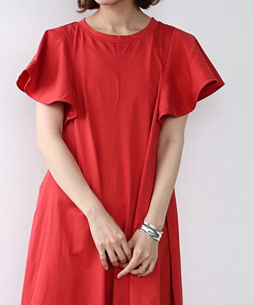 Jines（ジネス）の「コットンシルケット天竺サイド切替ワンピース（ワンピース・レディース・レッド/チャコールグレー/ブラック・38）」の8枚目の写真