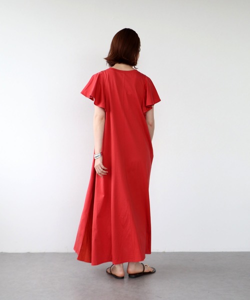 Jines（ジネス）の「コットンシルケット天竺サイド切替ワンピース（ワンピース・レディース・レッド/チャコールグレー/ブラック・38）」の9枚目の写真