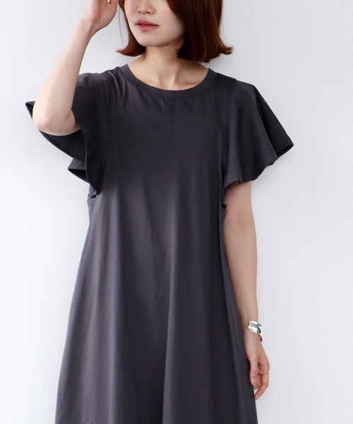 Jines（ジネス）の「コットンシルケット天竺サイド切替ワンピース（ワンピース・レディース・レッド/チャコールグレー/ブラック・38）」の18枚目の写真