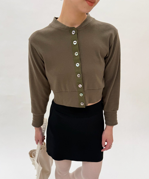 EDIT. FOR LULU（エディットフォールル）の「petiteLULU フライスショートカーディガン（カーディガン/ボレロ・レディース・ホワイト/カーキ・FREE）」の22枚目の写真