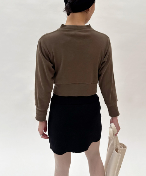 EDIT. FOR LULU（エディットフォールル）の「petiteLULU フライスショートカーディガン（カーディガン/ボレロ・レディース・ホワイト/カーキ・FREE）」の19枚目の写真