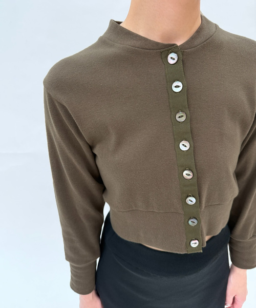 EDIT. FOR LULU（エディットフォールル）の「petiteLULU フライスショートカーディガン（カーディガン/ボレロ・レディース・ホワイト/カーキ・FREE）」の18枚目の写真