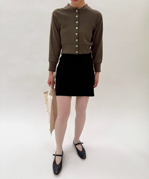 EDIT. FOR LULU（エディットフォールル）の「petiteLULU フライスショートカーディガン（カーディガン/ボレロ・レディース・ホワイト/カーキ・FREE）」の17枚目の写真